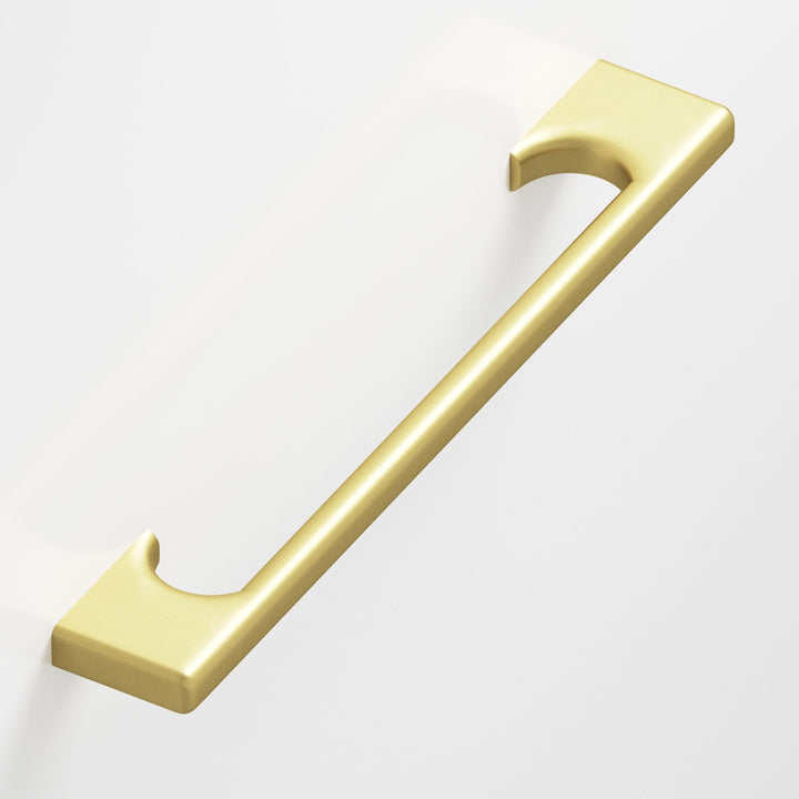 Colonial Bronze 3733 Rectangular Appliance Pull with radiused edges and rectangular scalloped legs in Matte Satin Brass