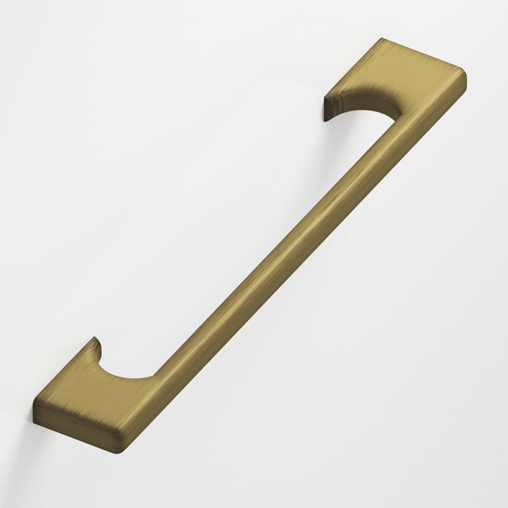 Colonial Bronze 3730 Rectangular Cabinet Pull with radiused edges and rectangular scalloped legs in Matte Antique Satin Brass