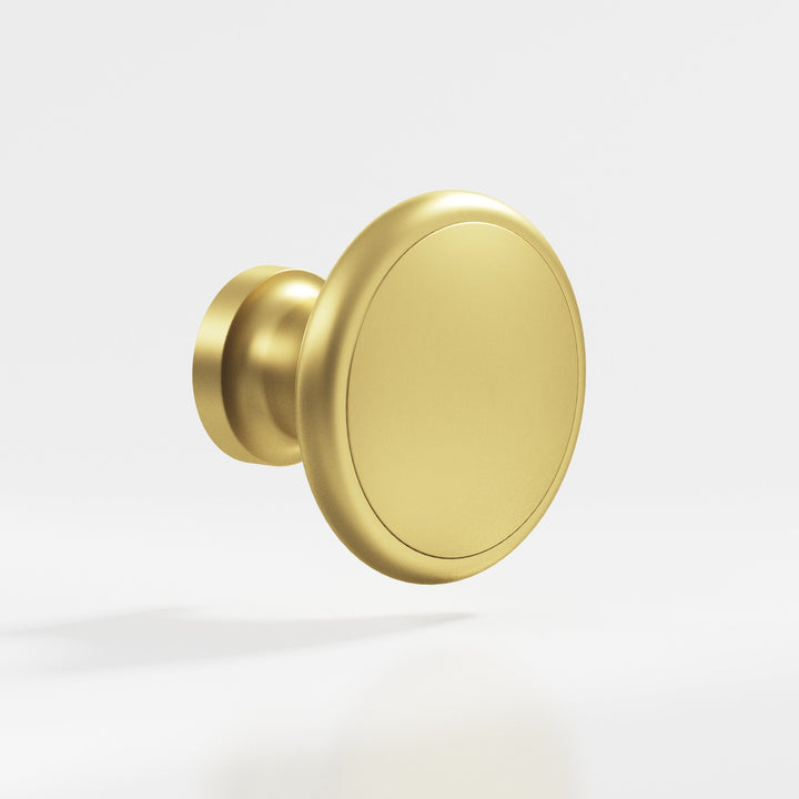 Colonial Bronze 378 Round Cabinet Knob in Matte Satin Brass