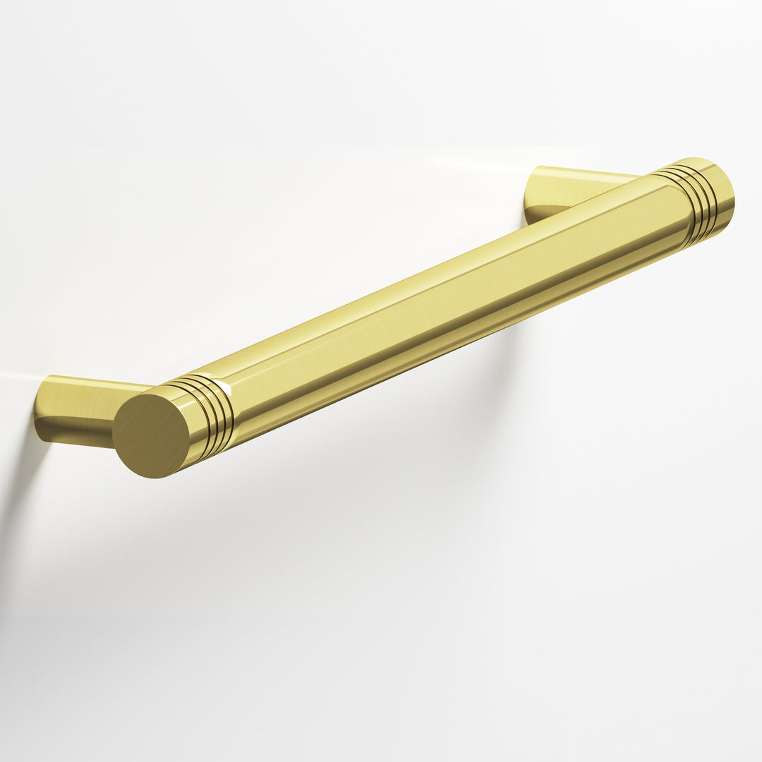 Colonial Bronze 413 Round grooved Cabinet Pull with straight posts in Unlacquered Polished Brass