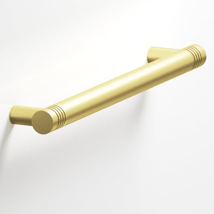 Colonial Bronze 414 Round grooved Cabinet Pull with straight posts in Matte Satin Brass
