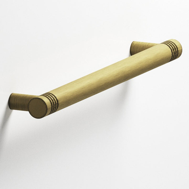 Colonial Bronze 414 Round grooved Cabinet Pull with straight posts in Matte Antique Satin Brass