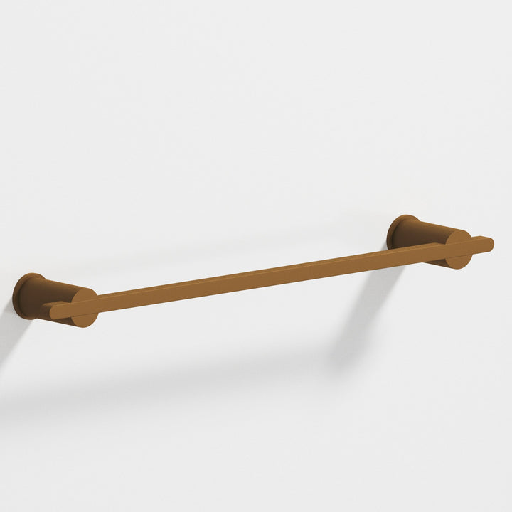 Colonial Bronze 42 Rectangular Towel Bar partially encapsulated by round posts in Matte Light Statuary Bronze
