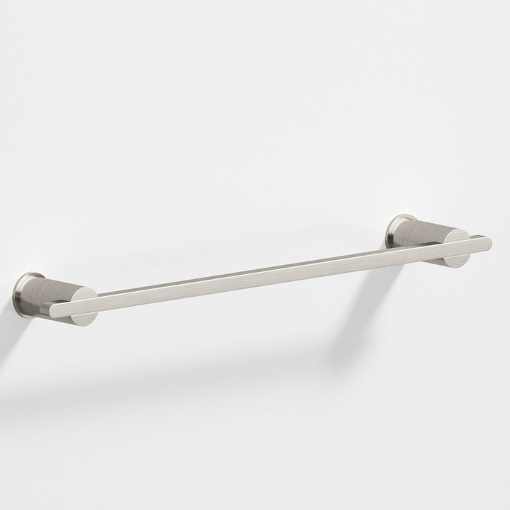 Colonial Bronze 42 Rectangular Towel Bar partially encapsulated by round posts in Satin Nickel