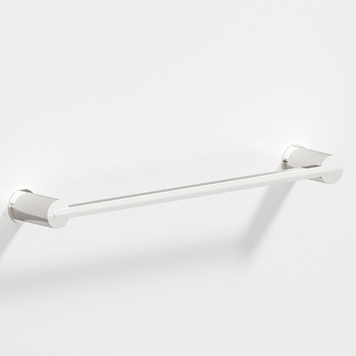 Colonial Bronze 43 Rectangular Towel Bar fully encapsulated by round posts in Polished Nickel