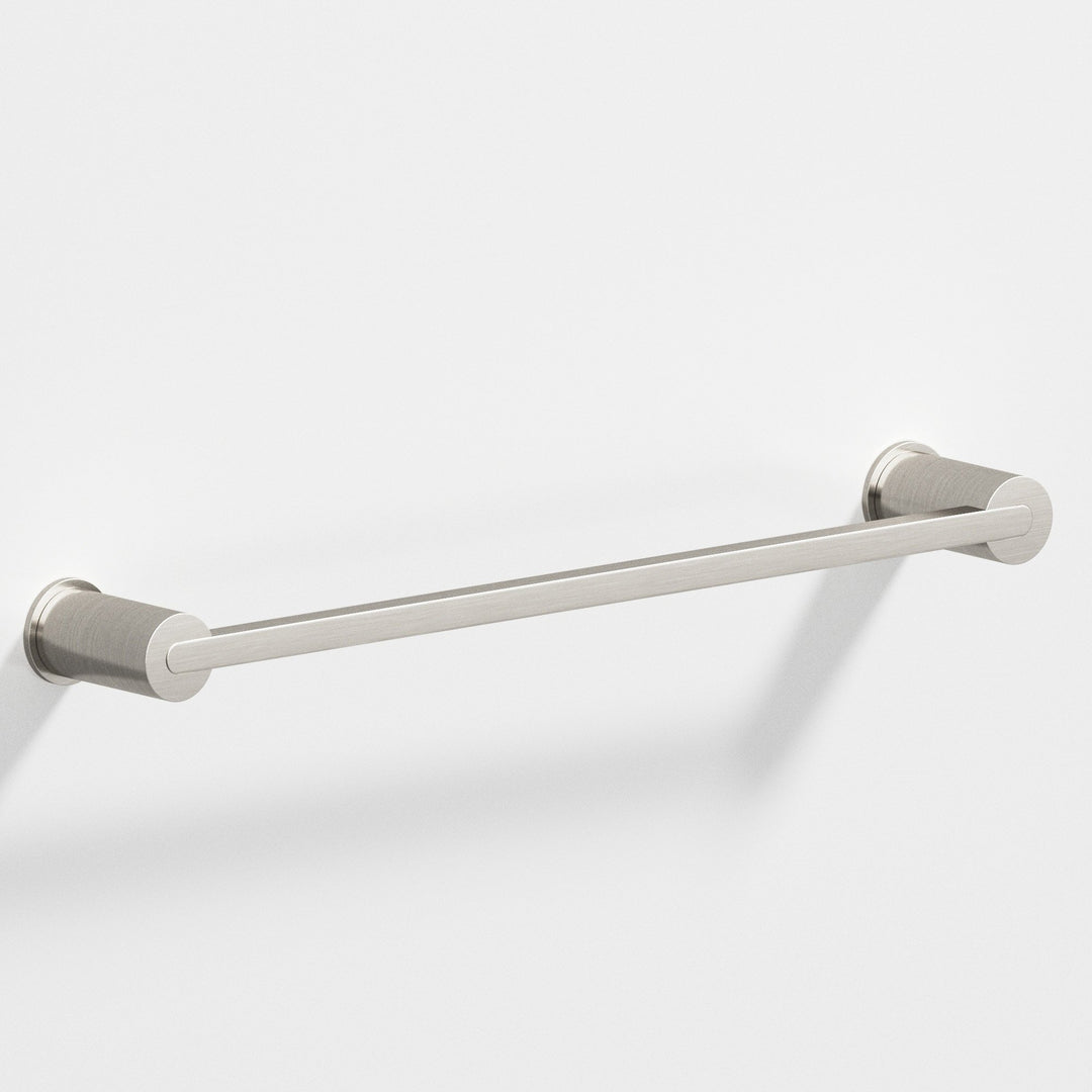 Colonial Bronze 43 Rectangular Towel Bar fully encapsulated by round posts in Satin Nickel