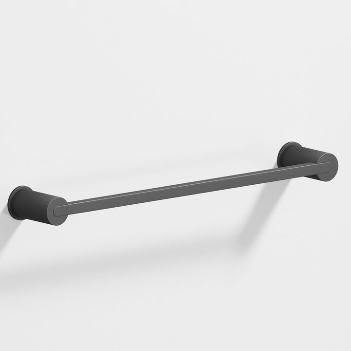 Colonial Bronze 43 Rectangular Towel Bar fully encapsulated by round posts in Matte Graphite