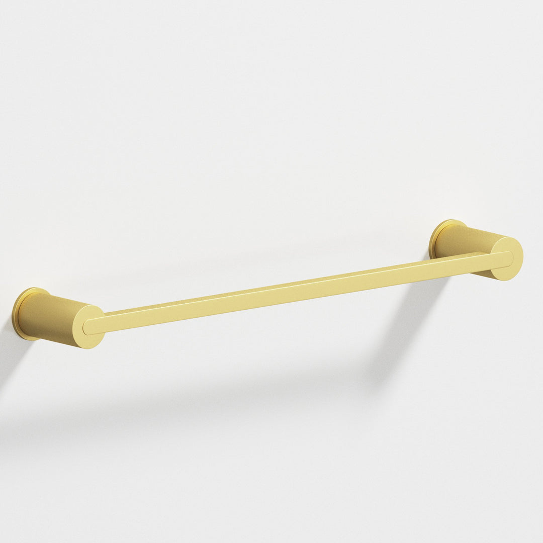 Colonial Bronze 43 Rectangular Towel Bar fully encapsulated by round posts in Matte Satin Brass