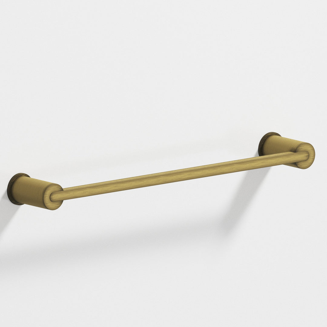 Colonial Bronze 43 Rectangular Towel Bar fully encapsulated by round posts in Matte Antique Satin Brass