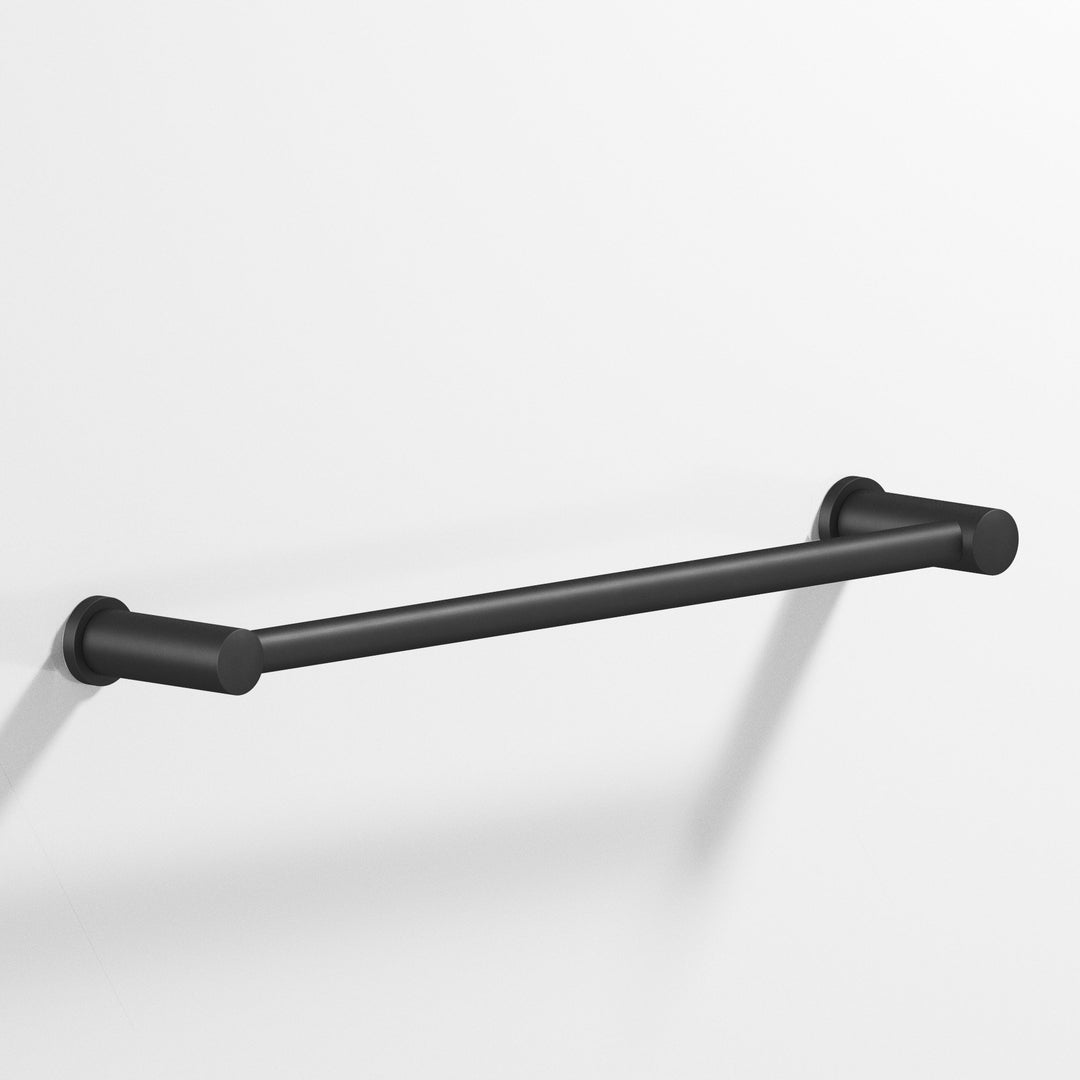 Colonial Bronze 44 Round Towel Bar fully encapsulated by round posts in Matte Satin Black