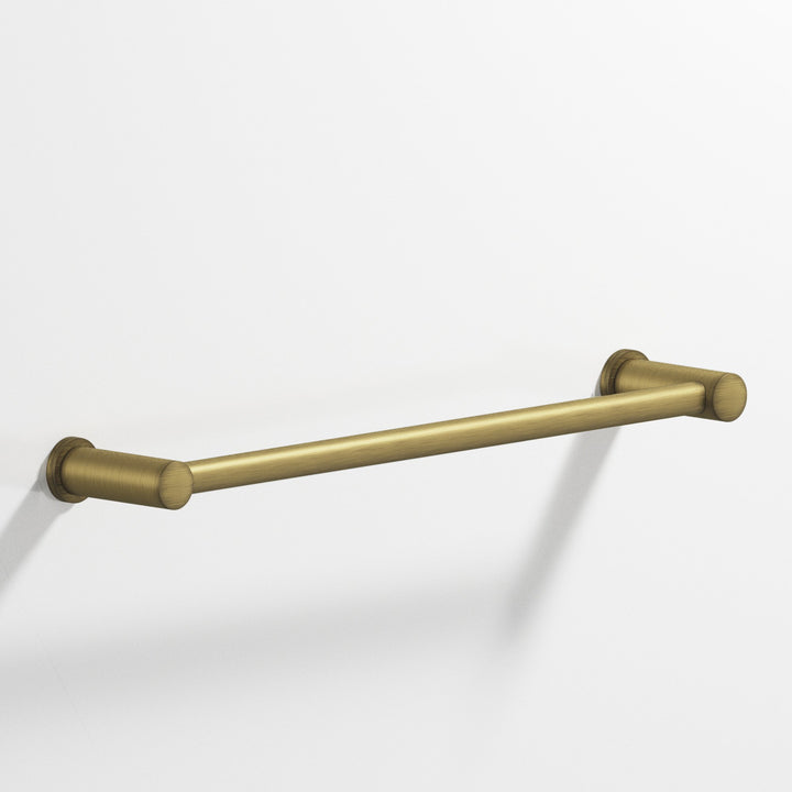 Colonial Bronze 44 Round Towel Bar fully encapsulated by round posts in Matte Antique Satin Brass