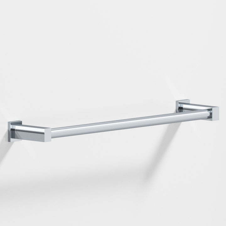Colonial Bronze 45 Round Towel Bar fully encapsulated by rectangular posts in Polished Chrome