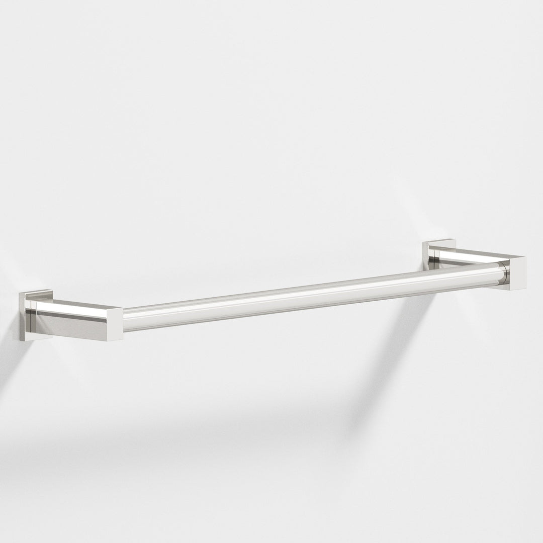Colonial Bronze 45 Round Towel Bar fully encapsulated by rectangular posts in Polished Nickel