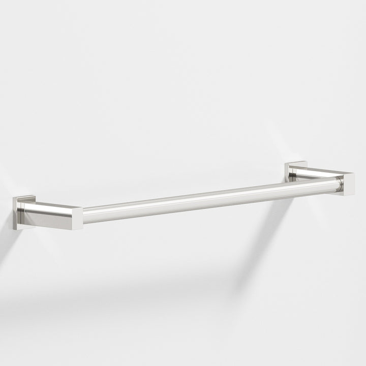 Colonial Bronze 45 Round Towel Bar fully encapsulated by rectangular posts in Polished Nickel