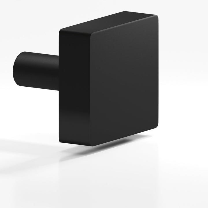 Colonial Bronze 522 Square Cabinet Knob with straight post in Matte Satin Black