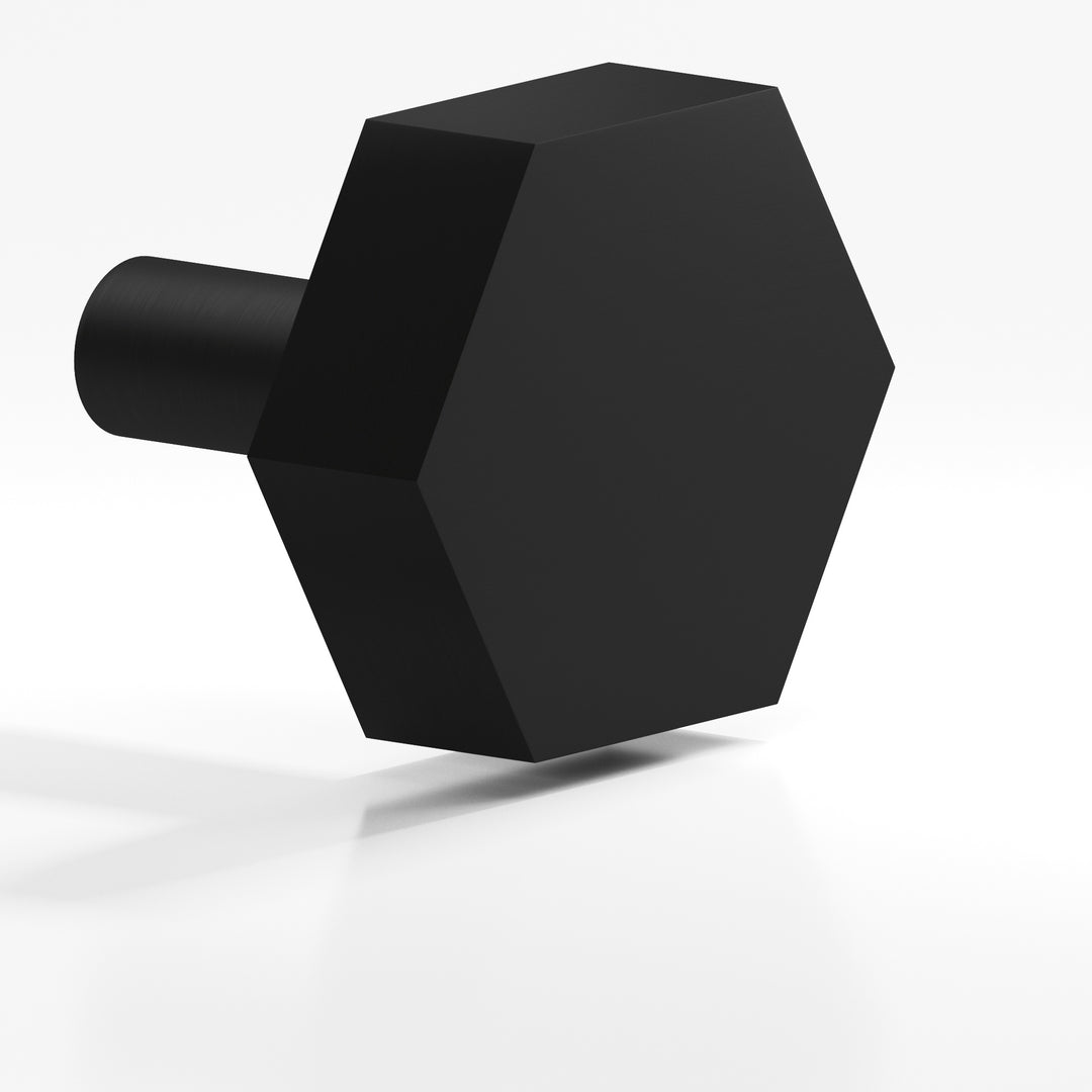 Colonial Bronze 531 Hexagonal Cabinet Knob with straight post in Matte Satin Black