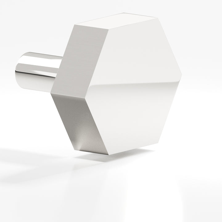Colonial Bronze 532 Hexagonal Cabinet Knob with straight post in Polished Nickel