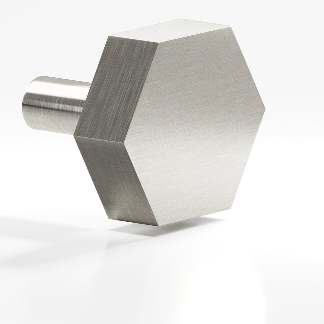Colonial Bronze 531 Hexagonal Cabinet Knob with straight post in Satin Nickel