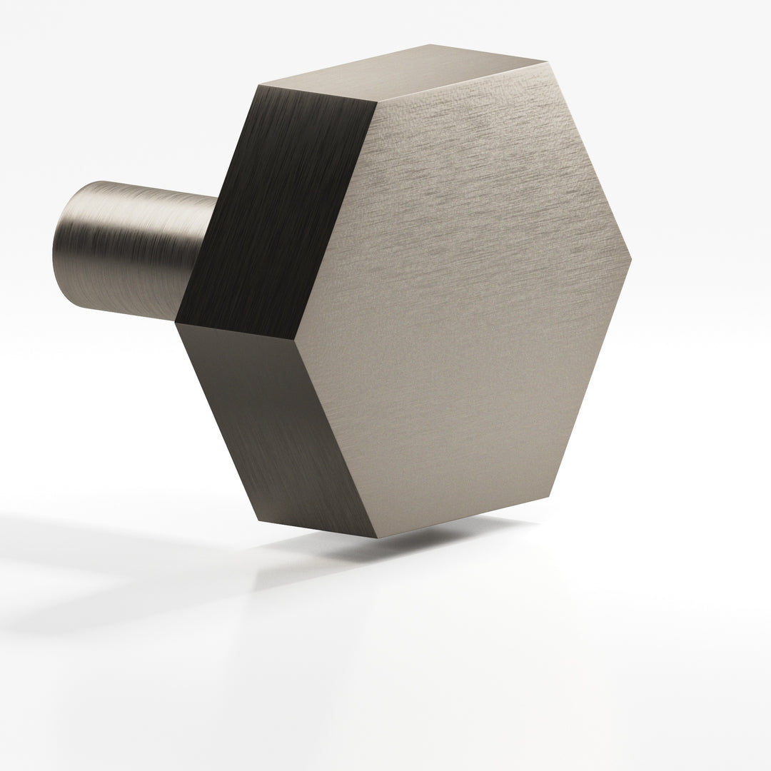Colonial Bronze 530 Hexagonal Cabinet Knob with straight post in Matte Pewter