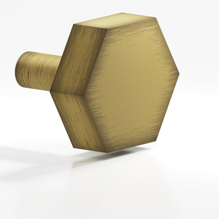 Colonial Bronze 530 Hexagonal Cabinet Knob with straight post in Matte Antique Satin Brass