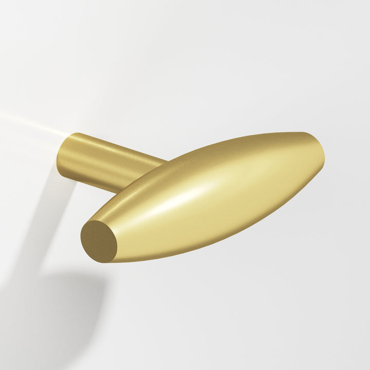 Colonial Bronze 541 Cigar T Cabinet Knob with straight post in Matte Satin Brass