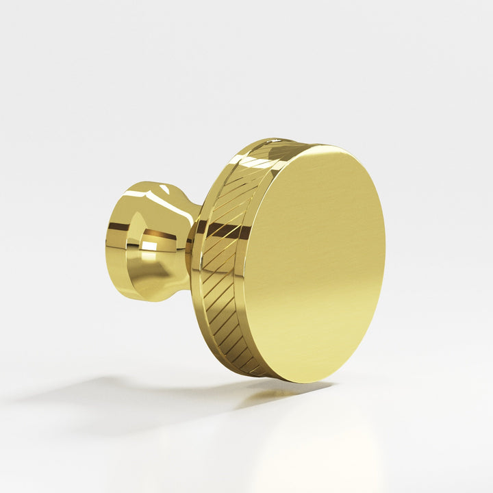 Colonial Bronze 579 Round single-knurled sandwich Cabinet Knob in Unlacquered Polished Brass