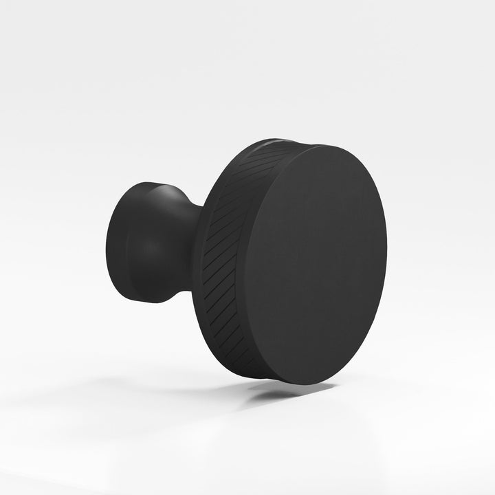 Colonial Bronze 577 Round single-knurled sandwich Cabinet Knob in Matte Satin Black