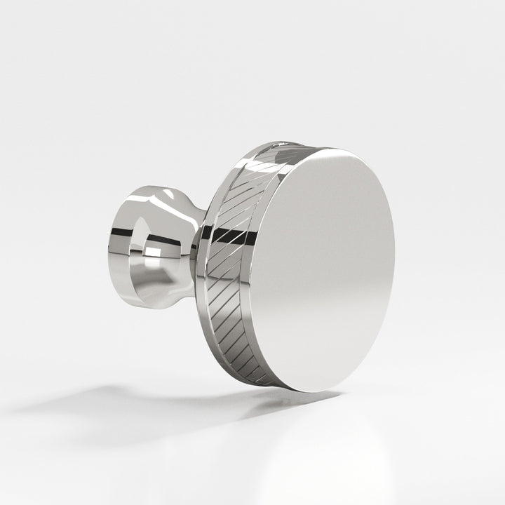 Colonial Bronze 577 Round single-knurled sandwich Cabinet Knob in Polished Nickel
