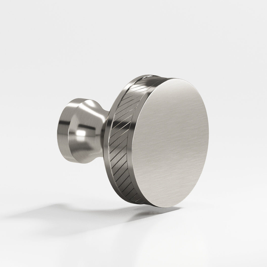 Colonial Bronze 579 Round single-knurled sandwich Cabinet Knob in Satin Nickel