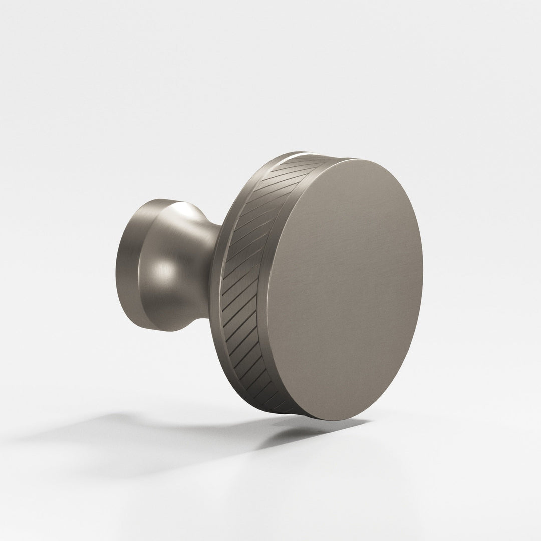 Colonial Bronze 578 Round single-knurled sandwich Cabinet Knob in Matte Pewter