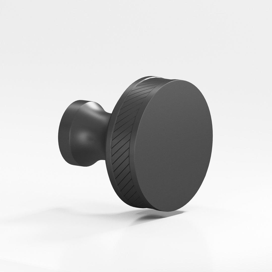 Colonial Bronze 579 Round single-knurled sandwich Cabinet Knob in Matte Graphite