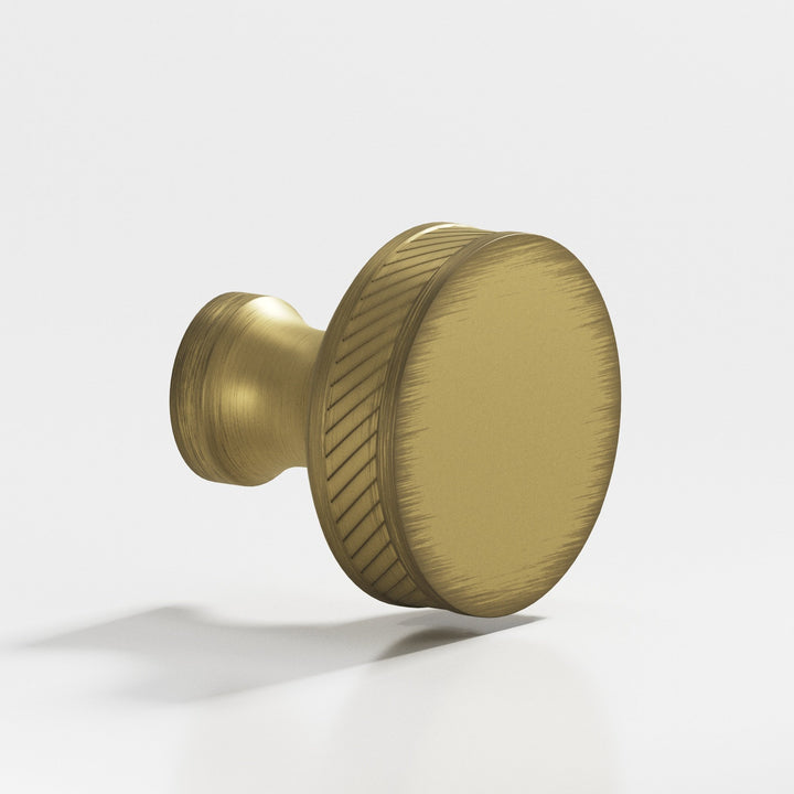 Colonial Bronze 577 Round single-knurled sandwich Cabinet Knob in Matte Antique Satin Brass