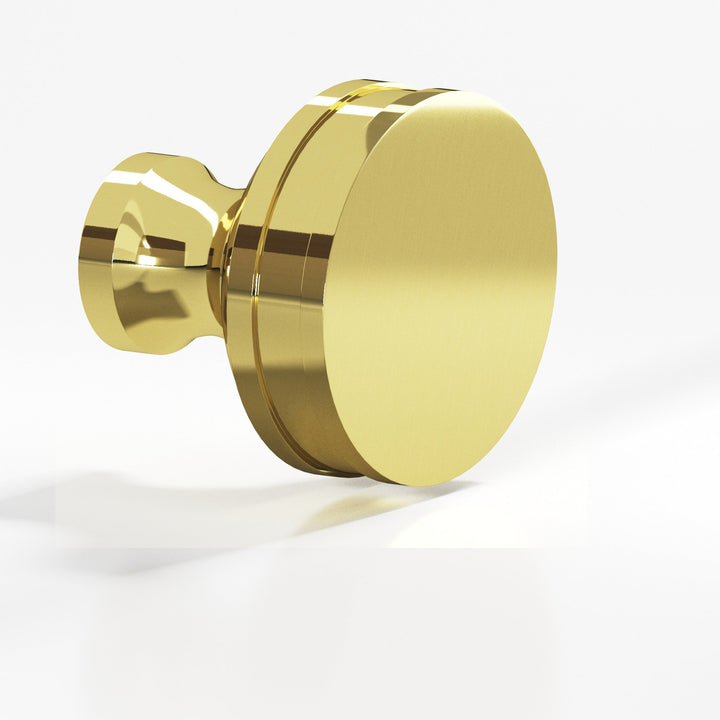 Colonial Bronze 581 Round smooth sandwich Cabinet Knob in Unlacquered Polished Brass