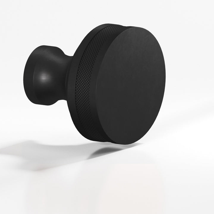 Colonial Bronze 587 Round diamond-knurled sandwich Cabinet Knob in Matte Satin Black