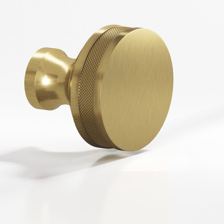 Colonial Bronze 586 Round diamond-knurled sandwich Cabinet Knob in Antique Brass