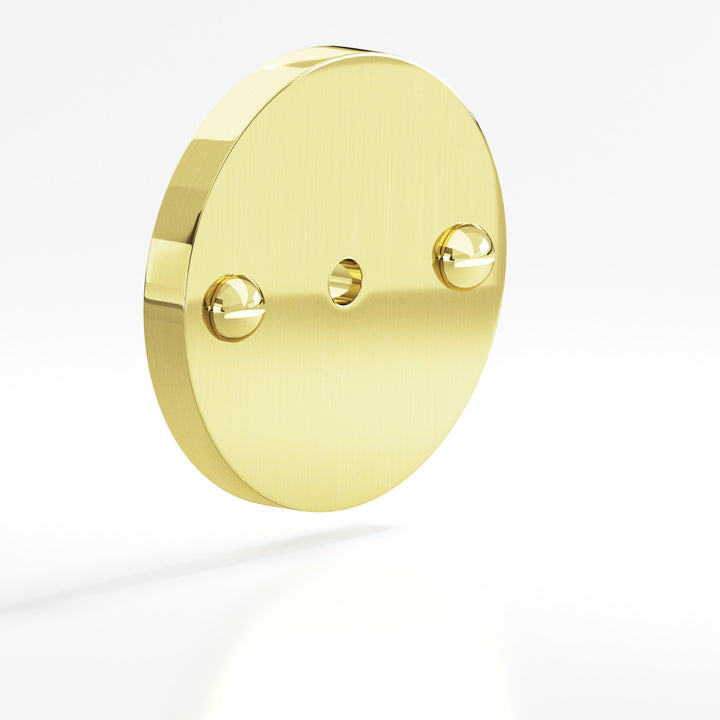 Colonial Bronze 592 Round Backplate with exposed finished screws for use with 8-32 screw in Unlacquered Polished Brass