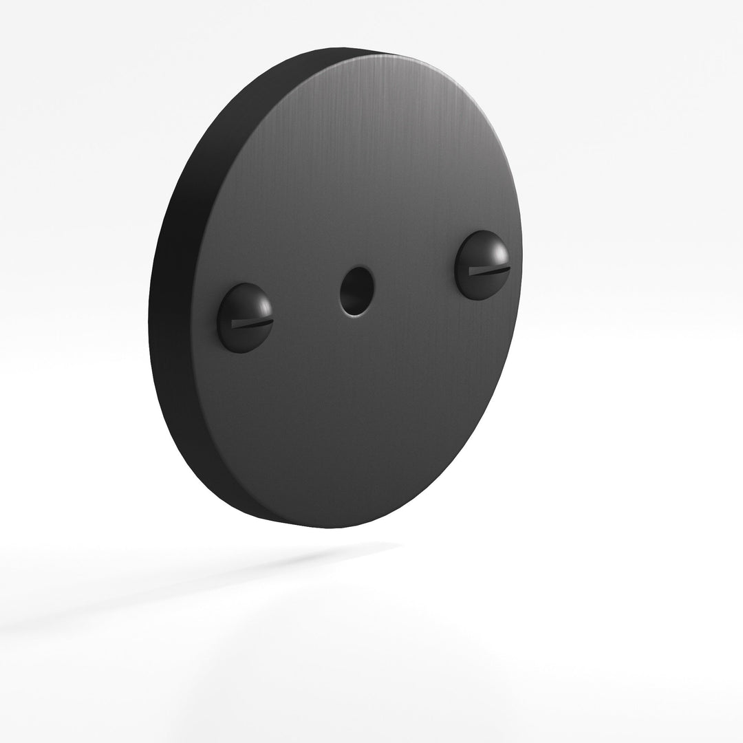 Colonial Bronze 592 Round Backplate with exposed finished screws for use with 8-32 screw in Matte Satin Black
