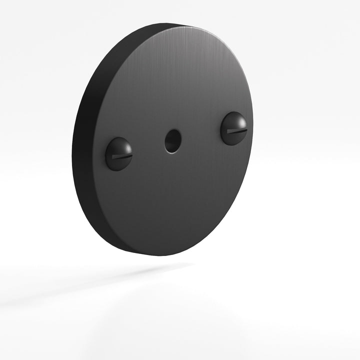 Colonial Bronze 592 Round Backplate with exposed finished screws for use with 8-32 screw in Matte Satin Black