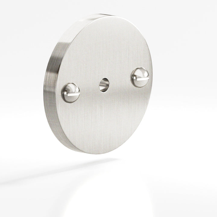 Colonial Bronze 592 Round Backplate with exposed finished screws for use with 8-32 screw in Satin Nickel