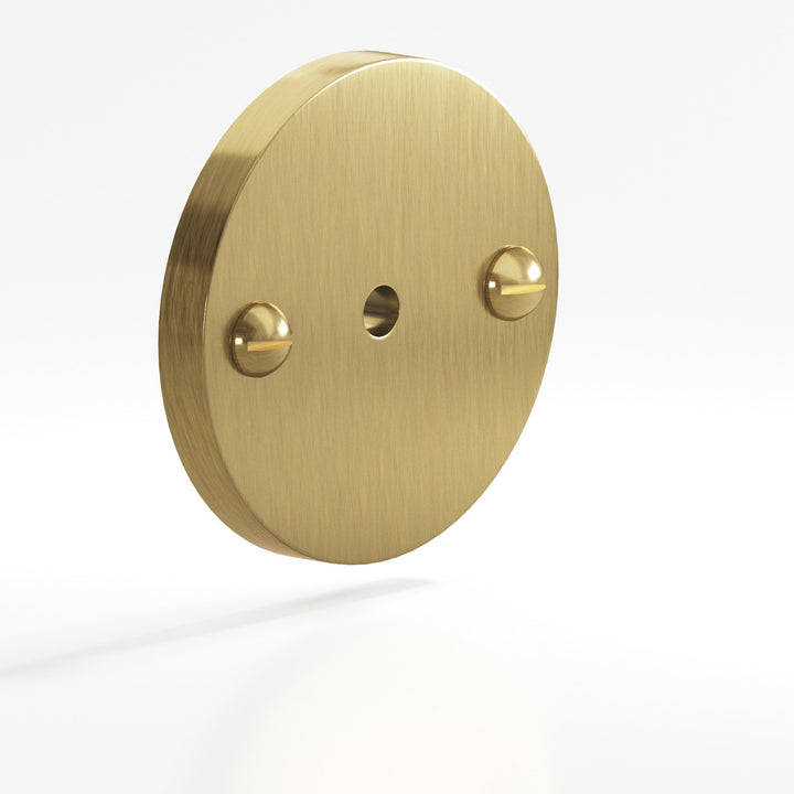 Colonial Bronze 592 Round Backplate with exposed finished screws for use with 8-32 screw in Antique Brass