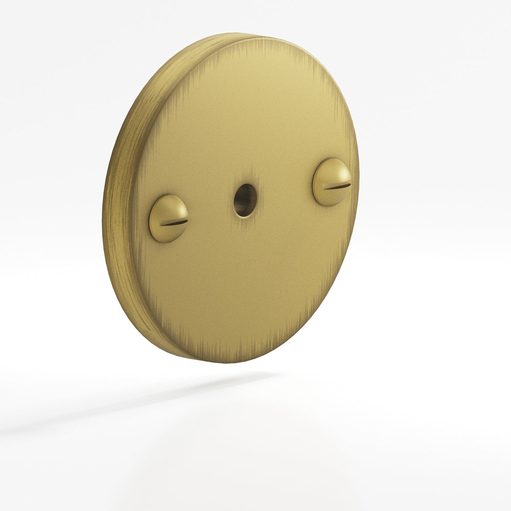 Colonial Bronze 592 Round Backplate with exposed finished screws for use with 8-32 screw in Matte Antique Satin Brass