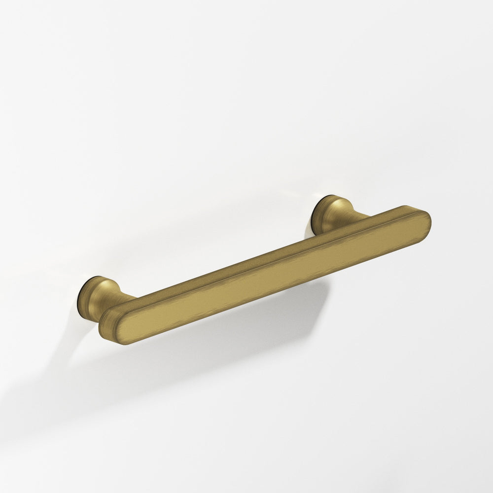 Colonial Bronze 612 Rectangular Cabinet Pull with flared posts and rounded ends in Matte Antique Satin Brass