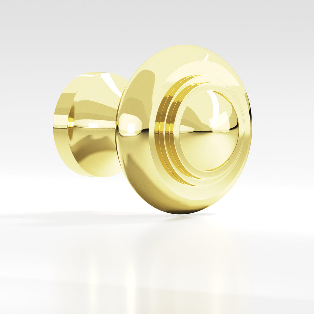 Colonial Bronze 674 Round stepped Cabinet Knob in Unlacquered Polished Brass