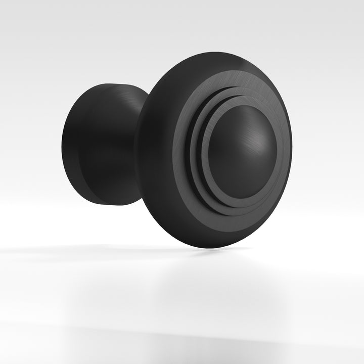 Colonial Bronze 674 Round stepped Cabinet Knob in Matte Satin Black