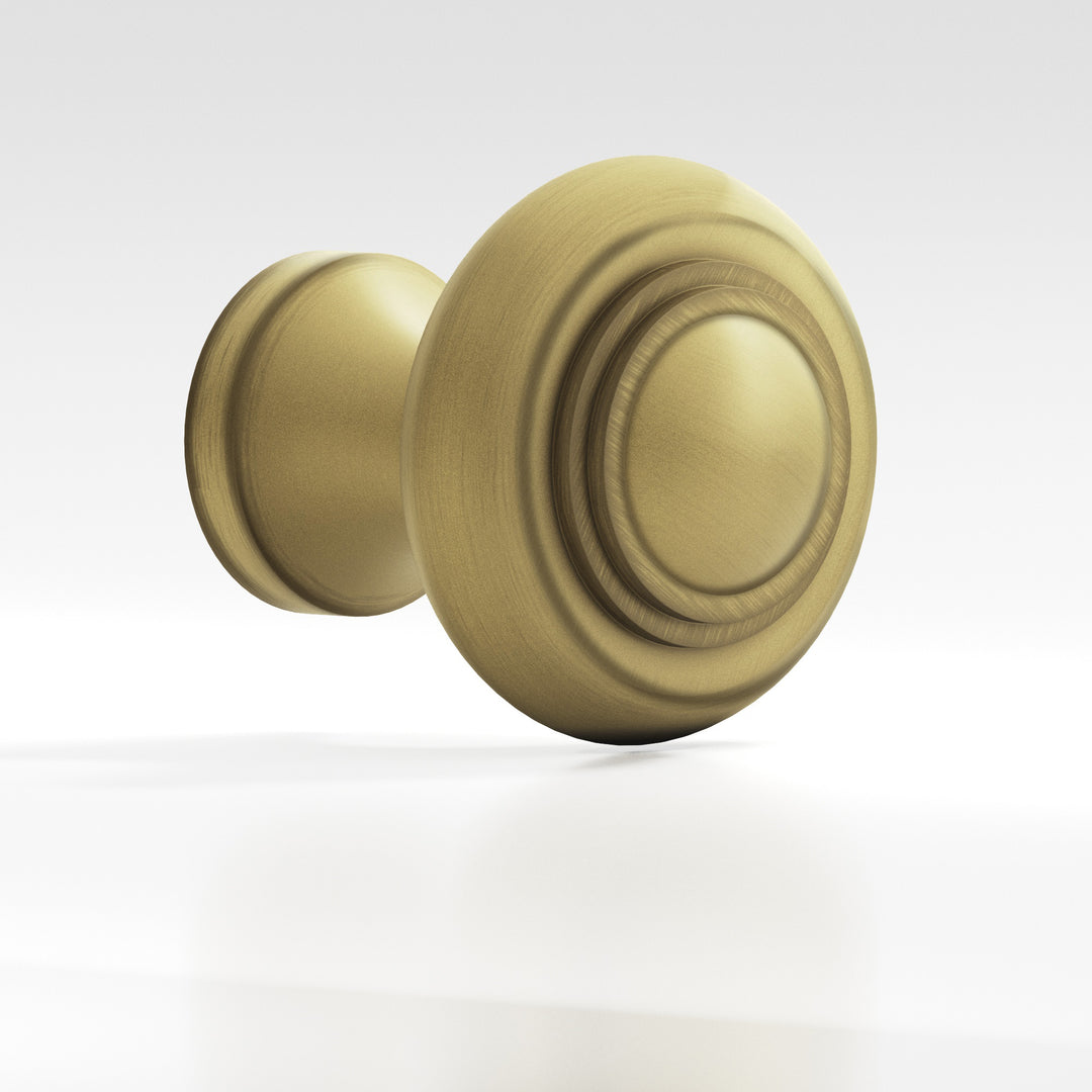 Colonial Bronze 675 Round stepped Cabinet Knob in Matte Antique Satin Brass