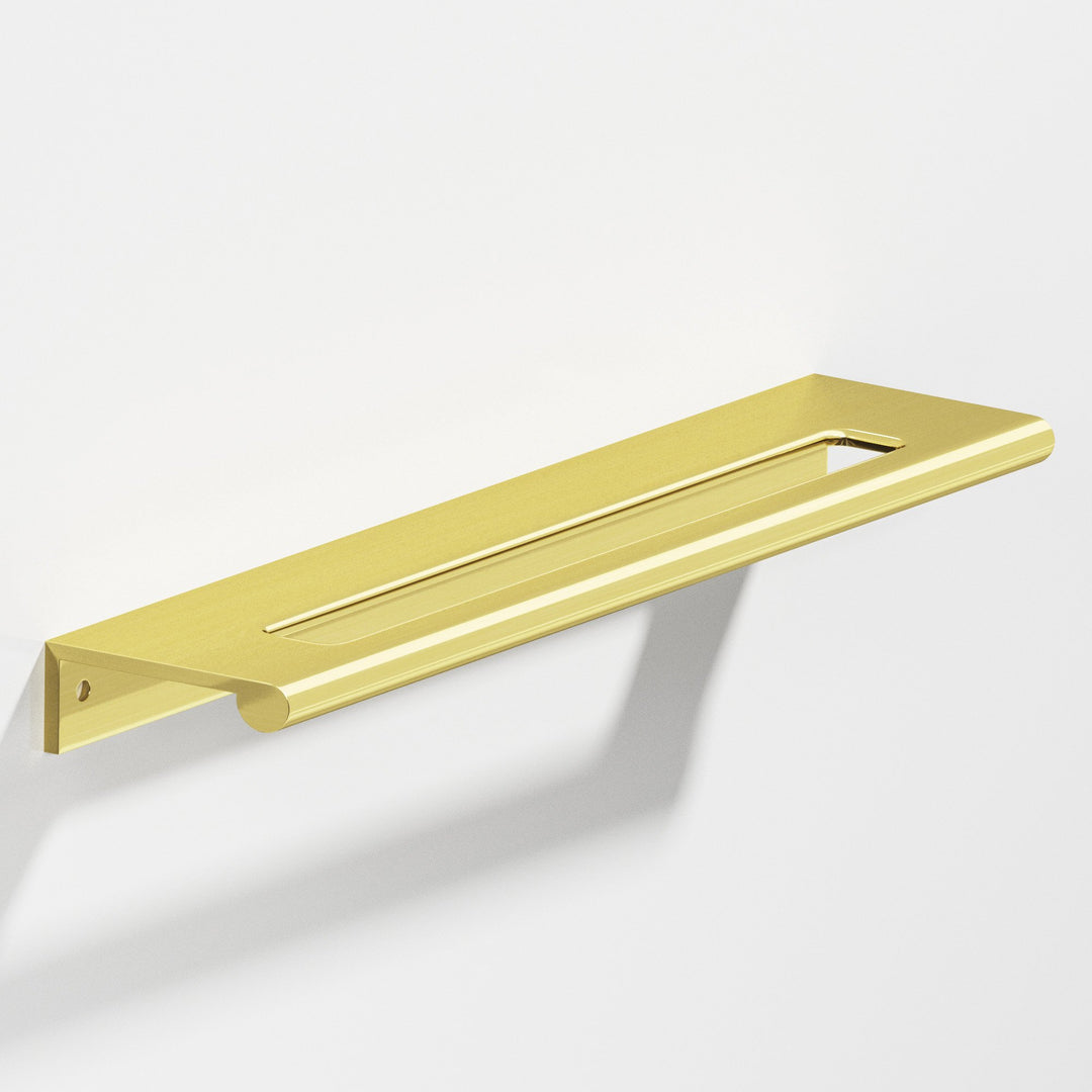 Colonial Bronze 701 Edge Pull with fully-rounded lip and center coutout in Unlacquered Polished Brass