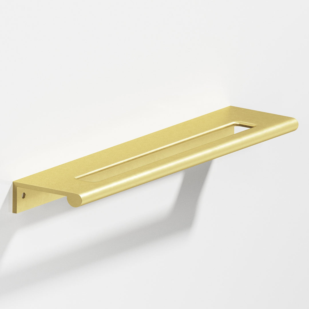 Colonial Bronze 701 Edge Pull with fully-rounded lip and center coutout in Matte Satin Brass