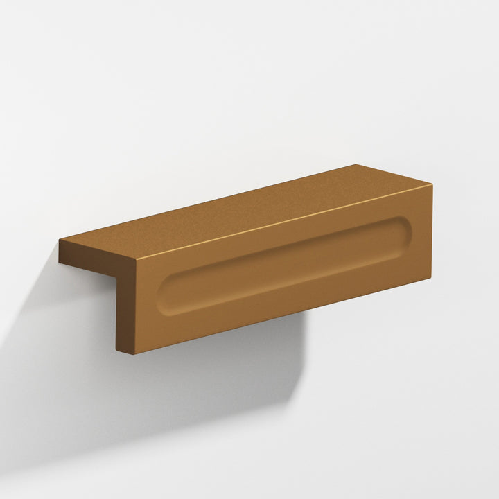 Colonial Bronze 716 L-shaped Cabinet Pull with finger indent in Matte Light Statuary Bronze