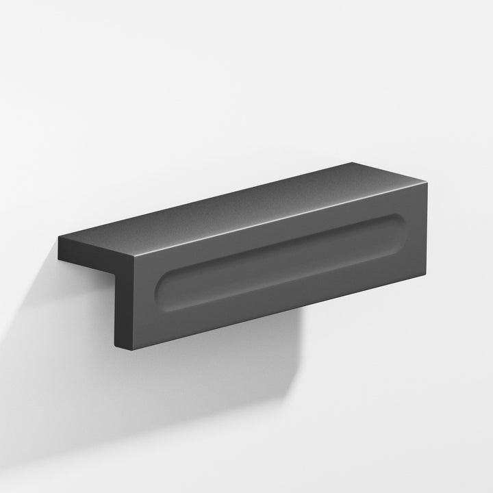 Colonial Bronze 716 L-shaped Cabinet Pull with finger indent in Matte Graphite