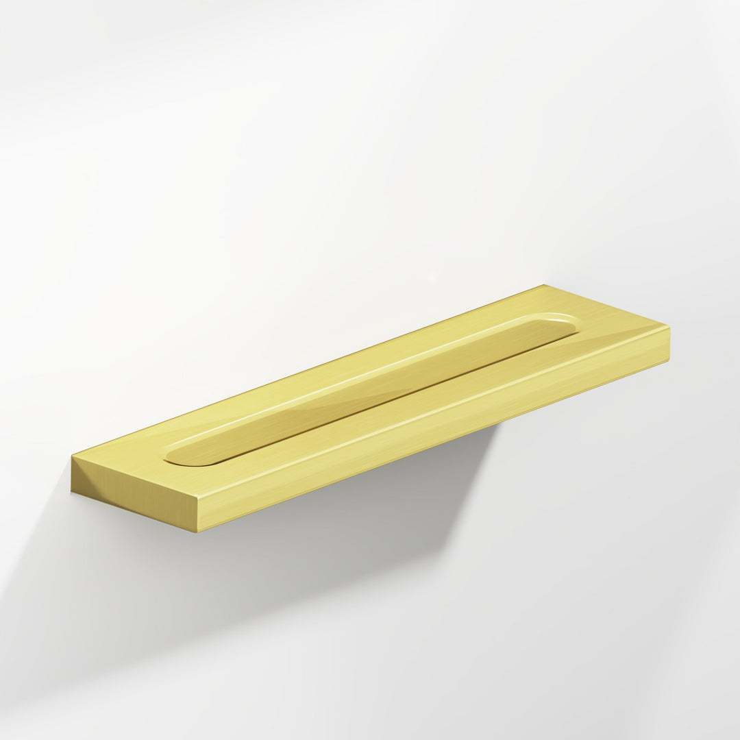 Colonial Bronze 717 Rectangular flat Cabinet Pull with finger indents in Unlacquered Polished Brass